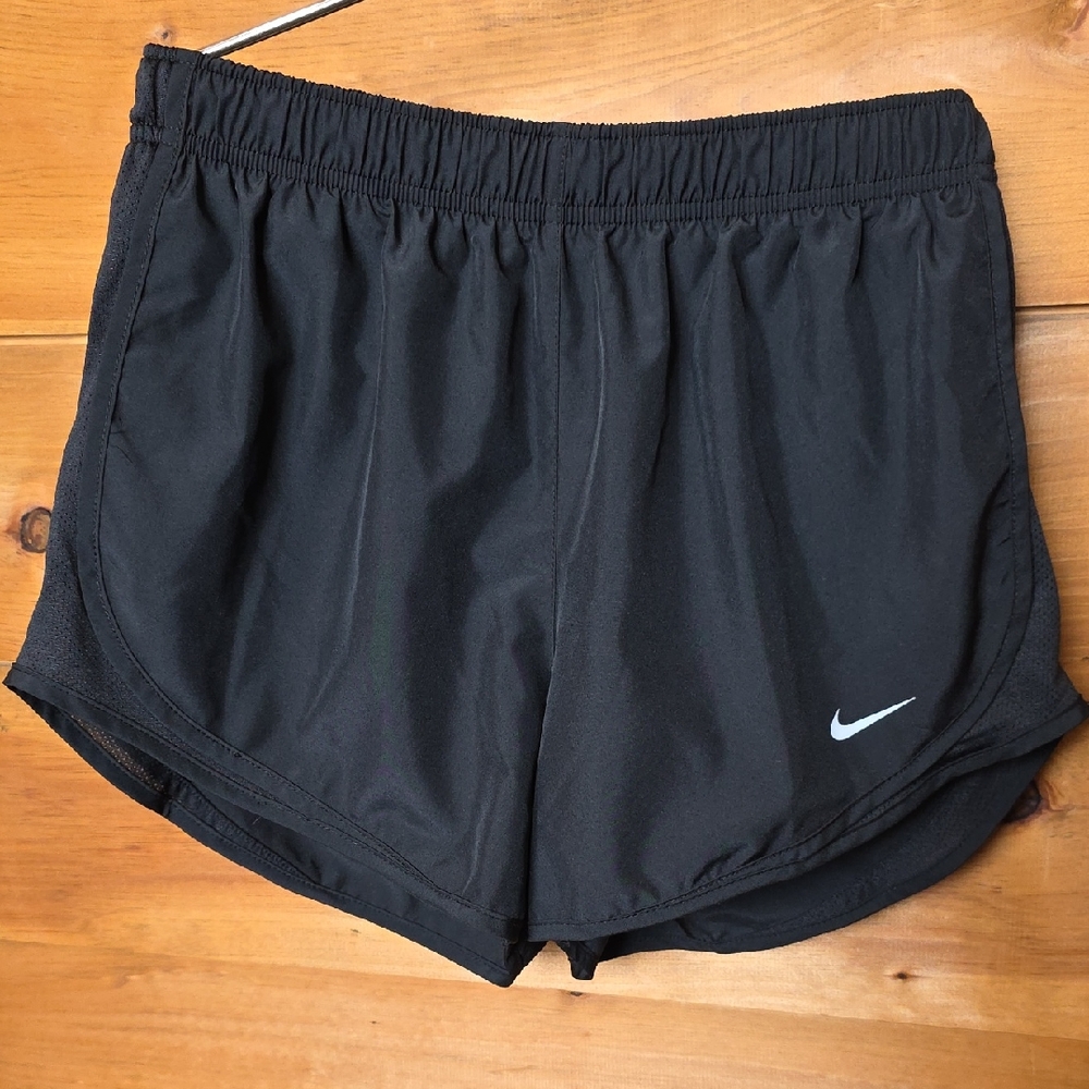 Nike Medium Black Athletic Shorts with White Swoosh